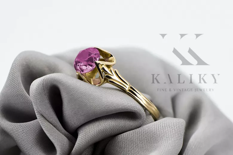 Vintage craft Ring Amethyst 14K Yellow gold vrc023y